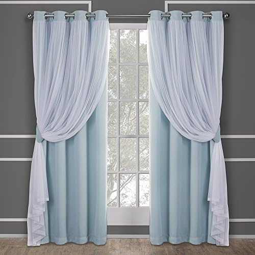TOWN & COUNTRY LUXE Talia Double Layer Indoor Curtains, Sheer and Room Darkening Blackout, Grommet Top, Energy Efficient, 2-Pack Set, 52"x96", Winter White