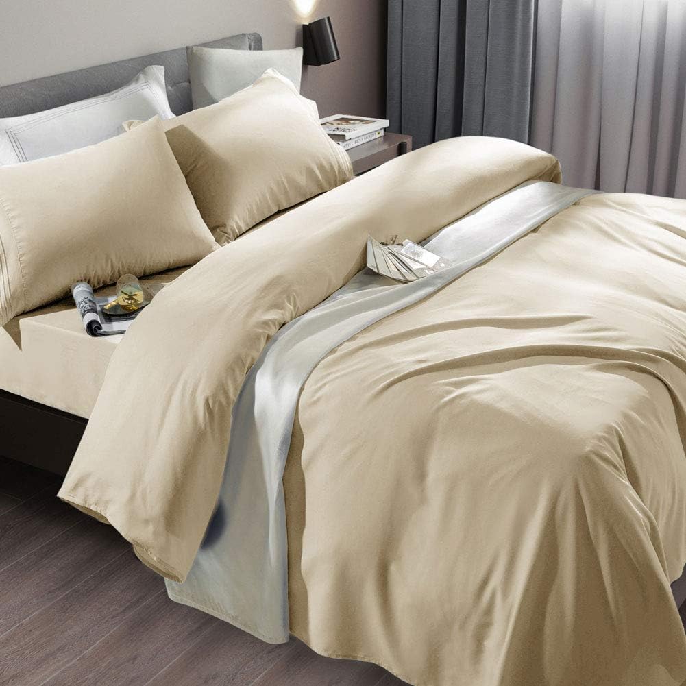 SONORO KATE Bed Sheet Set Super Soft Microfiber 1800 Thread Count Luxury Egyptian Sheets Fit 18-24 Inch Deep Pocket Mattress Wrinkle-6 Piece (Dark Grey, Queen)