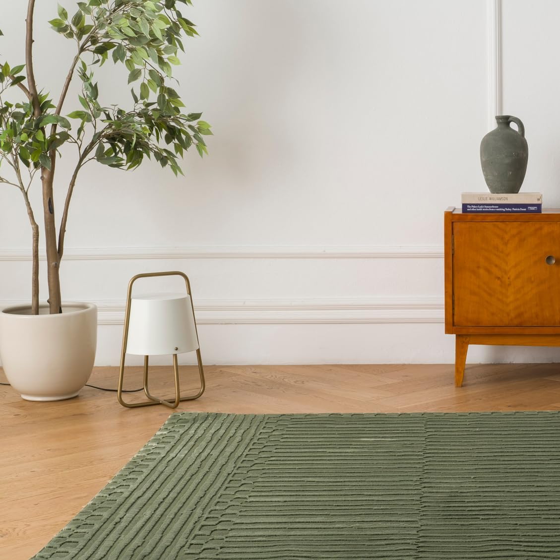 Soloba 6'7"x9' Washable Area Rug for Living Room Bedroom - 100% Recycled Oeko-TEX Certified, Medium Pile, Green