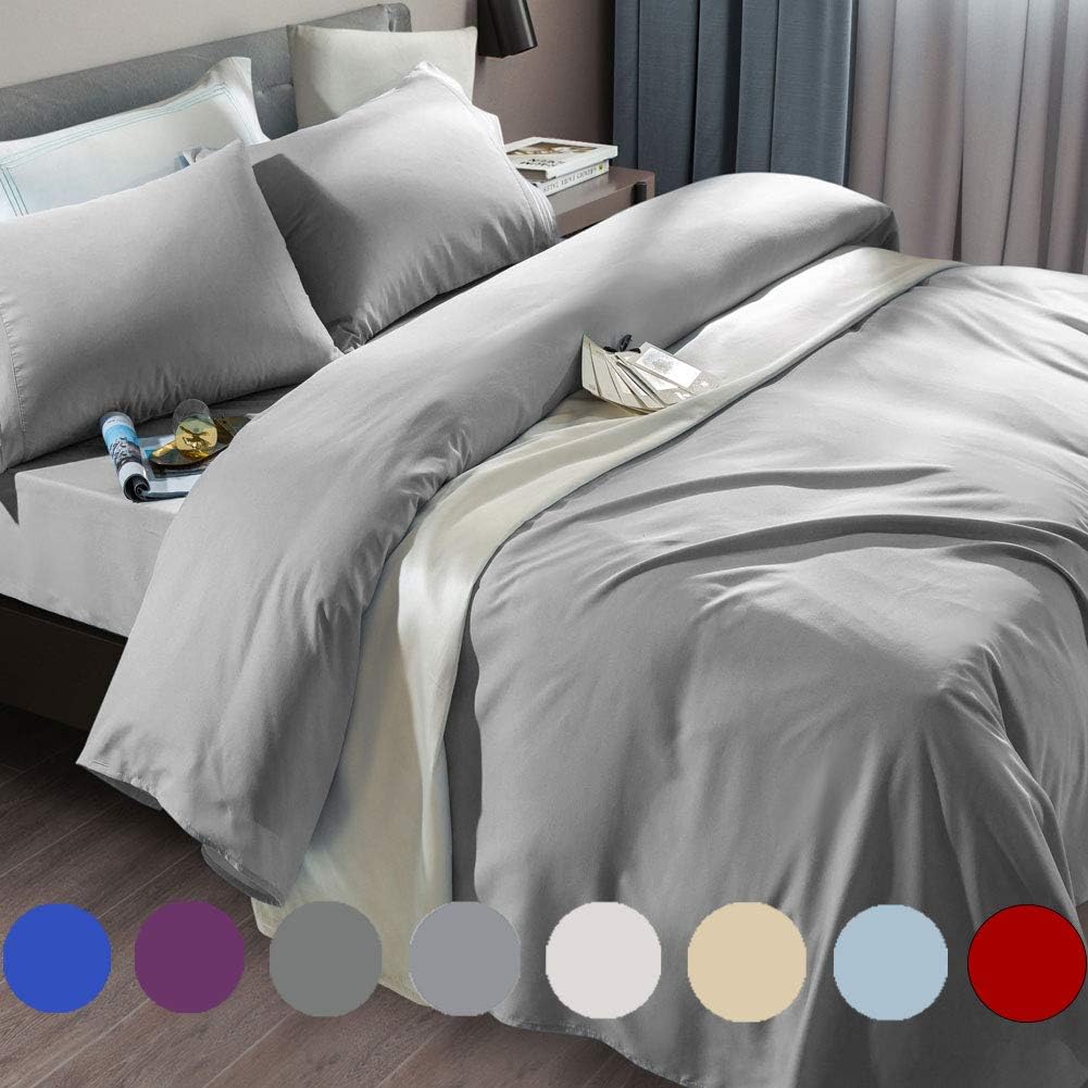 SONORO KATE Bed Sheet Set Super Soft Microfiber 1800 Thread Count Luxury Egyptian Sheets Fit 18-24 Inch Deep Pocket Mattress Wrinkle-6 Piece (Dark Grey, Queen)