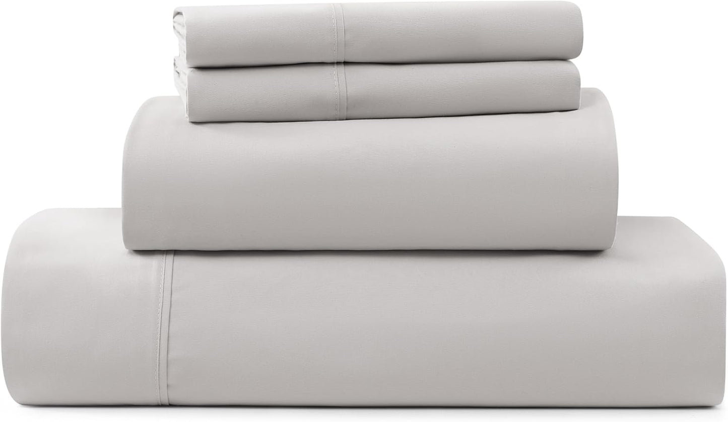 UGG King Sheet Set 4-Piece Luxury Cooling Sheets Deep Pockets Premium Bedding with 2 Pillow Shams Hypoallergenic Machine Washable Soft Lightweight Bed Set for Bedroom, King, White (Hedi)