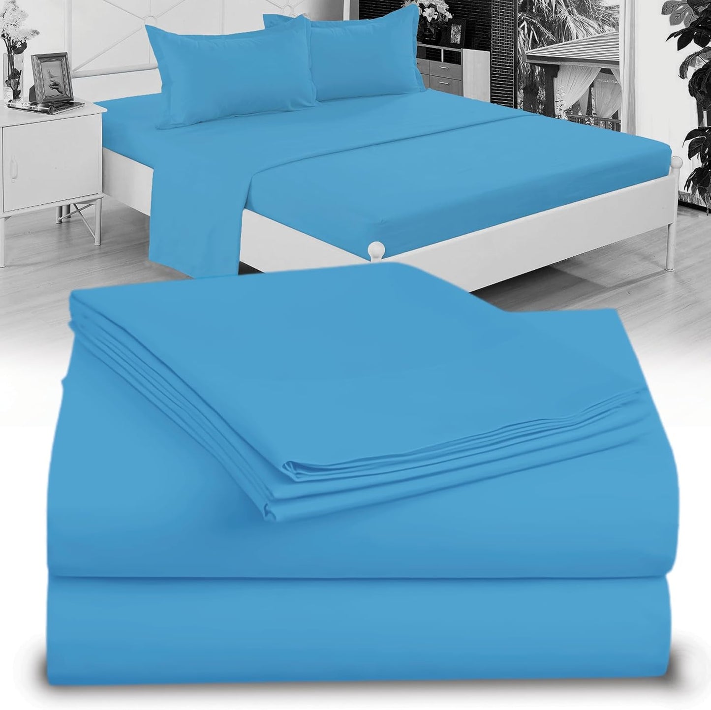 Full XL 100% Microfiber Double Brushed Sheet Set - Extra-Soft, Breathable & Wrinkle-Free - 15" Deep Pockets, 54" x 80" - Ideal for Extra Long Full Beds - 4PC Set (Full XL, White)