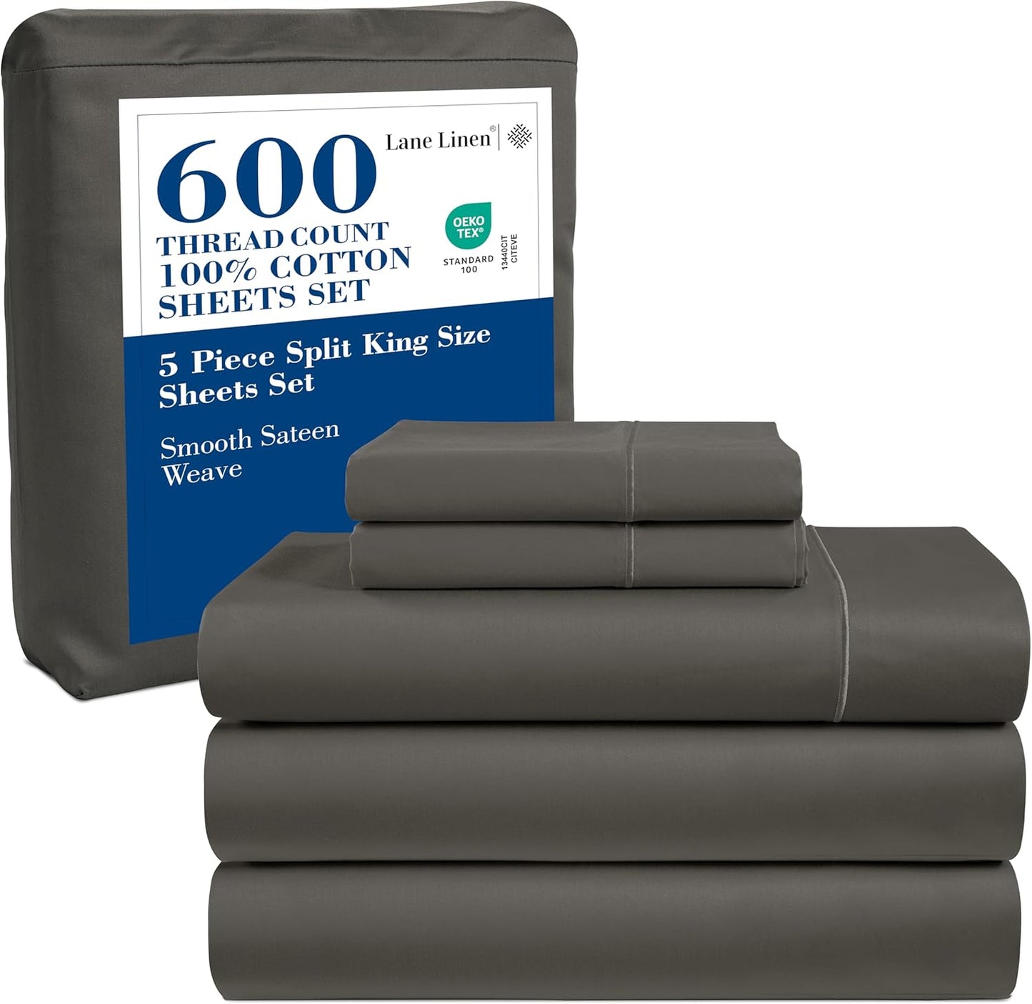 LANE LINEN 100% Cotton White Queen Size Sheet Set – Luxurious Hotel-Quality Sateen Weave, Fully Elasticized Mercerized Cotton, Deep Pocket 4-Piece Set, Naturally Cooling & Comfortable