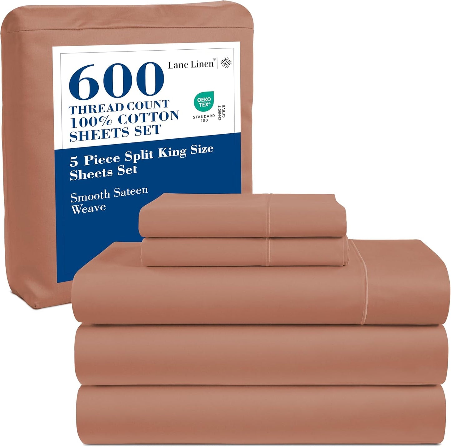 LANE LINEN 100% Cotton White Queen Size Sheet Set – Luxurious Hotel-Quality Sateen Weave, Fully Elasticized Mercerized Cotton, Deep Pocket 4-Piece Set, Naturally Cooling & Comfortable