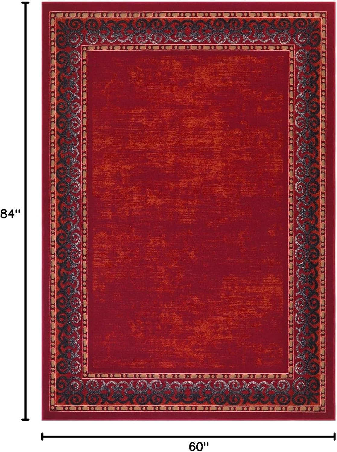 Antep Rugs Alfombras Bordered Modern 5x7 Non-Slip (Non-Skid) Low Pile Rubber Backing Indoor Area Rug (Maroon Red, 5' x 7')