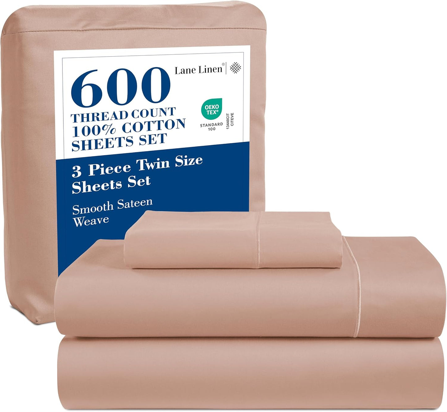 LANE LINEN 100% Cotton White Queen Size Sheet Set – Luxurious Hotel-Quality Sateen Weave, Fully Elasticized Mercerized Cotton, Deep Pocket 4-Piece Set, Naturally Cooling & Comfortable
