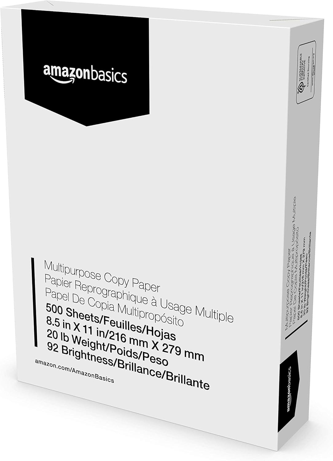 Amazon Basics Multipurpose Copy Printer Paper, 20 lb, 8.5 x 11 Inches, 10 Reams (5,000 Sheets), 92 Bright, White