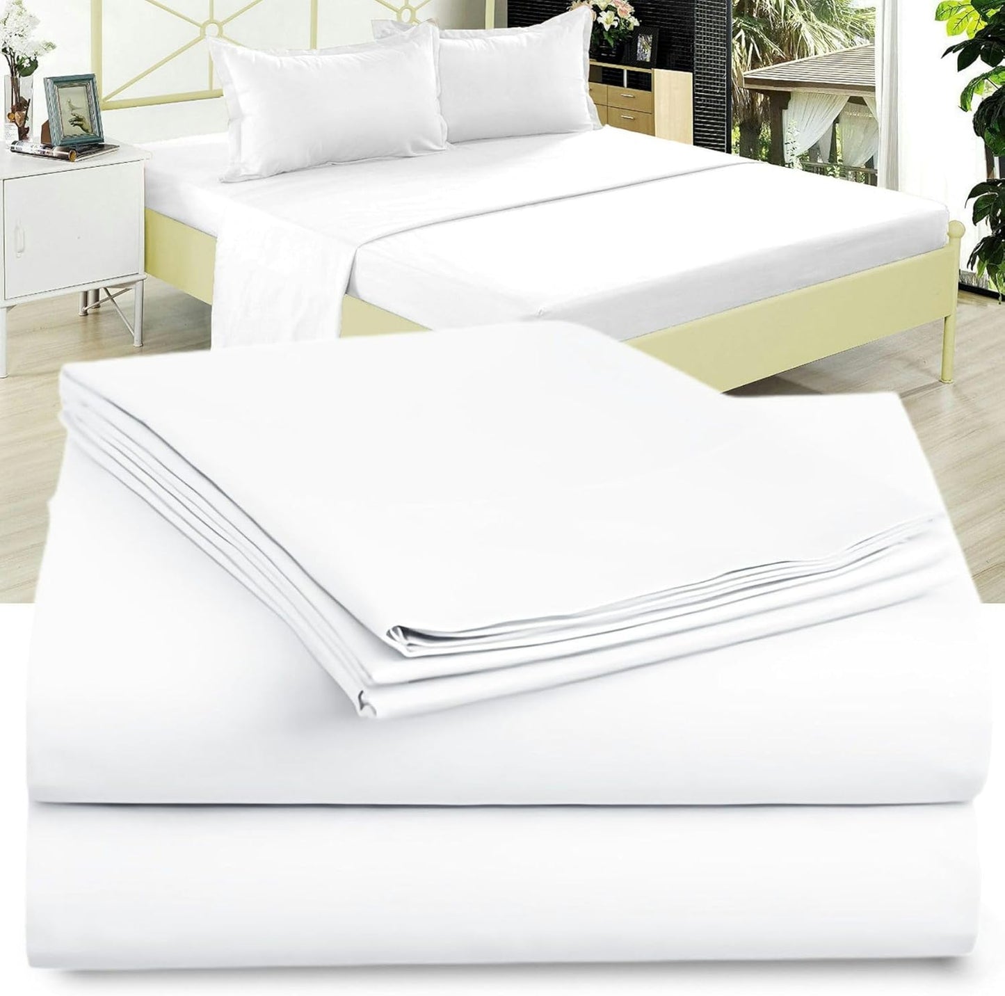Full XL 100% Microfiber Double Brushed Sheet Set - Extra-Soft, Breathable & Wrinkle-Free - 15" Deep Pockets, 54" x 80" - Ideal for Extra Long Full Beds - 4PC Set (Full XL, White)