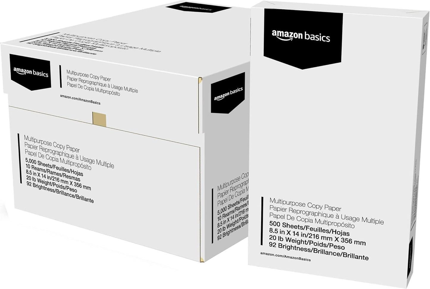 Amazon Basics Multipurpose Copy Printer Paper, 20 lb, 8.5 x 11 Inches, 10 Reams (5,000 Sheets), 92 Bright, White