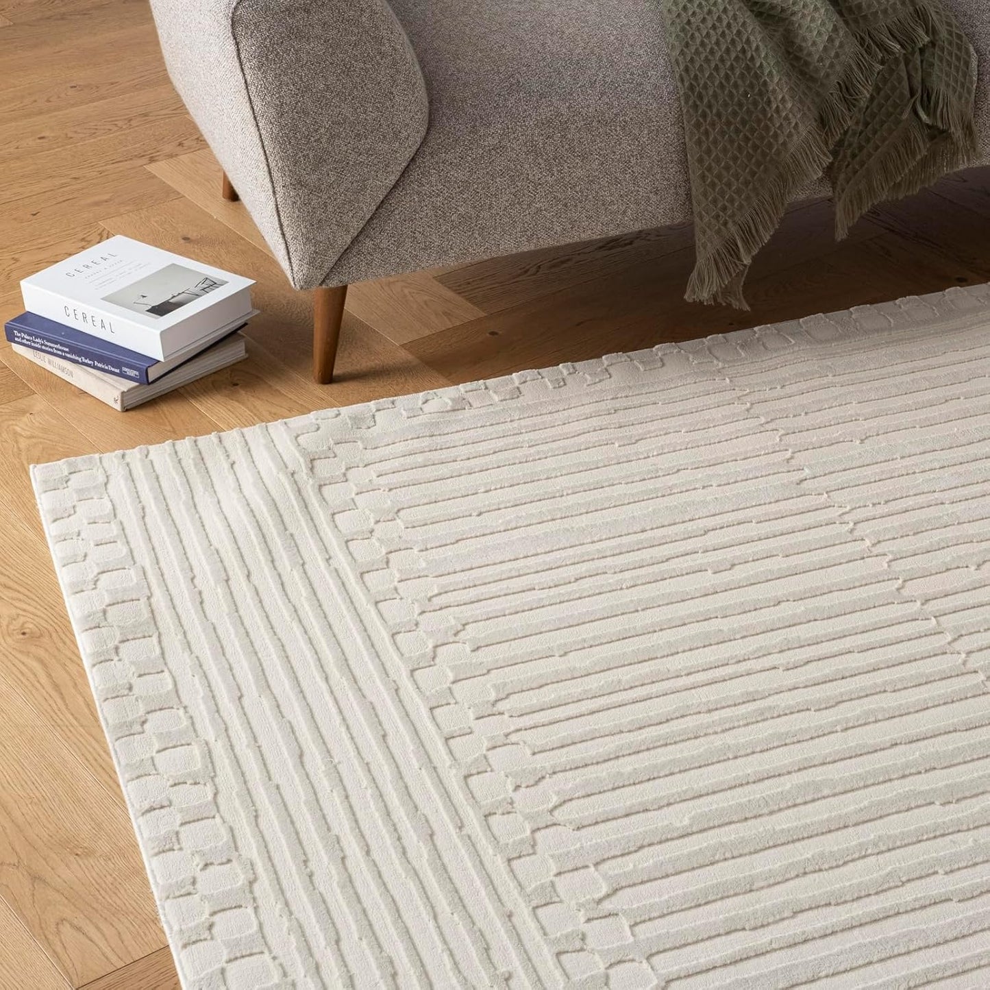 Soloba 6'7"x9' Washable Area Rug for Living Room Bedroom - 100% Recycled Oeko-TEX Certified, Medium Pile, Green