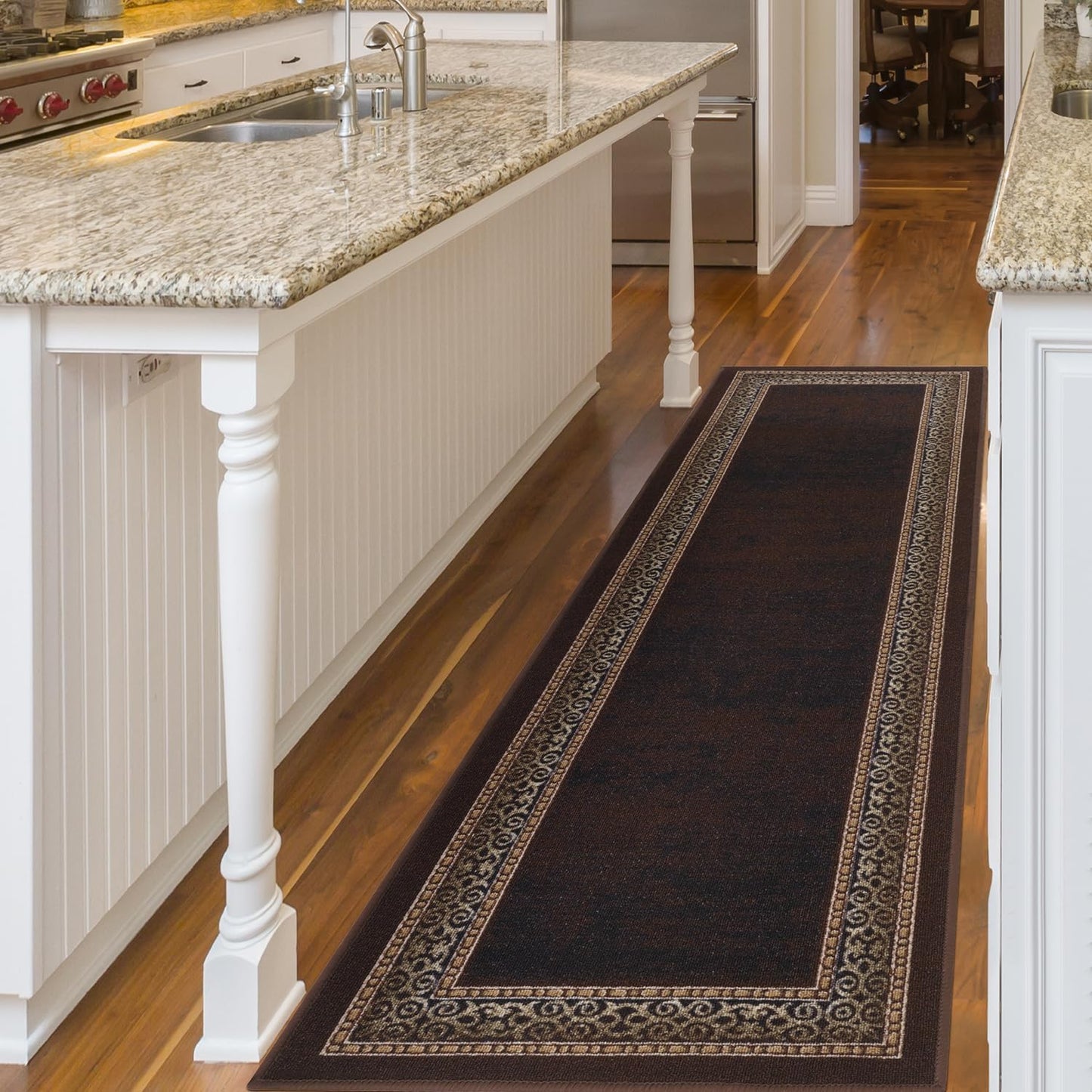 Antep Rugs Alfombras Bordered Modern 5x7 Non-Slip (Non-Skid) Low Pile Rubber Backing Indoor Area Rug (Maroon Red, 5' x 7')