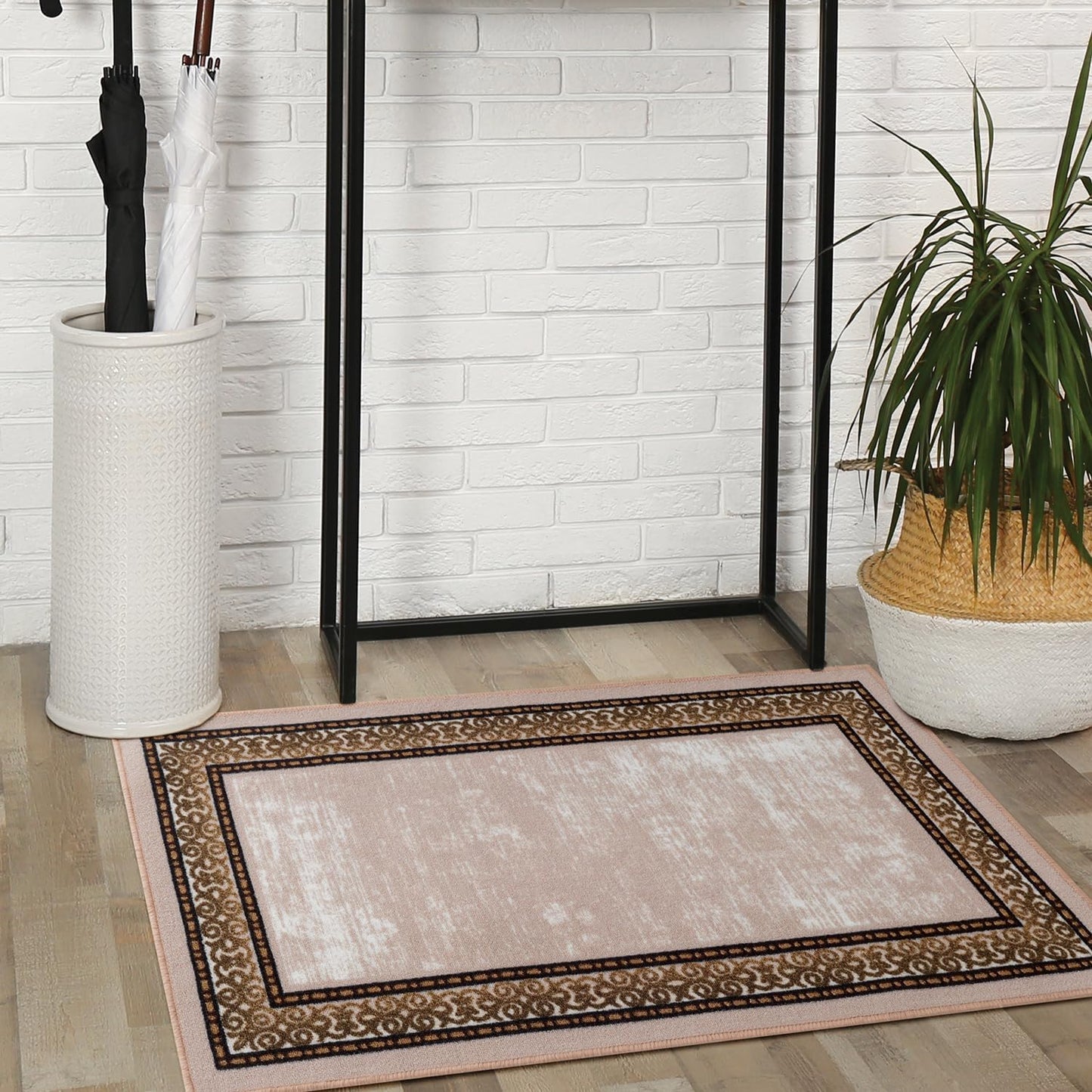 Antep Rugs Alfombras Bordered Modern 5x7 Non-Slip (Non-Skid) Low Pile Rubber Backing Indoor Area Rug (Maroon Red, 5' x 7')