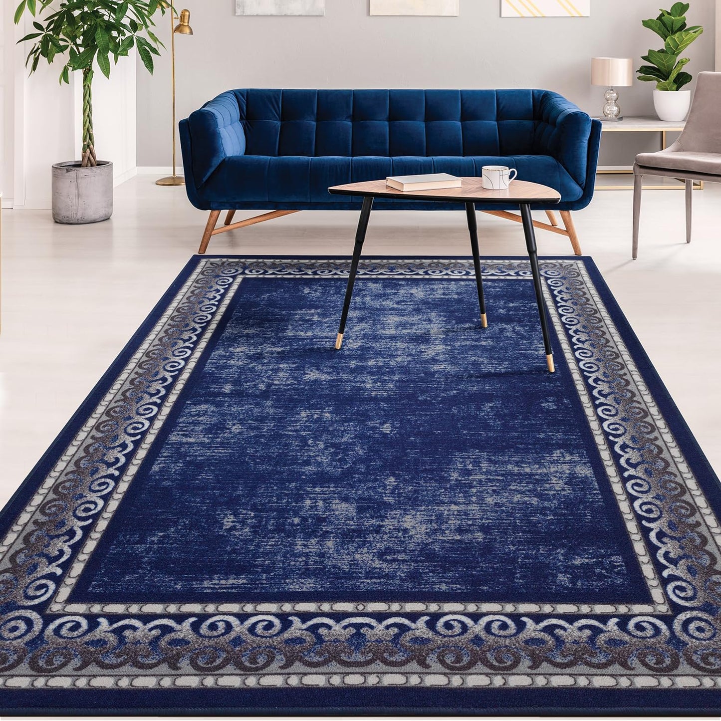 Antep Rugs Alfombras Bordered Modern 5x7 Non-Slip (Non-Skid) Low Pile Rubber Backing Indoor Area Rug (Maroon Red, 5' x 7')