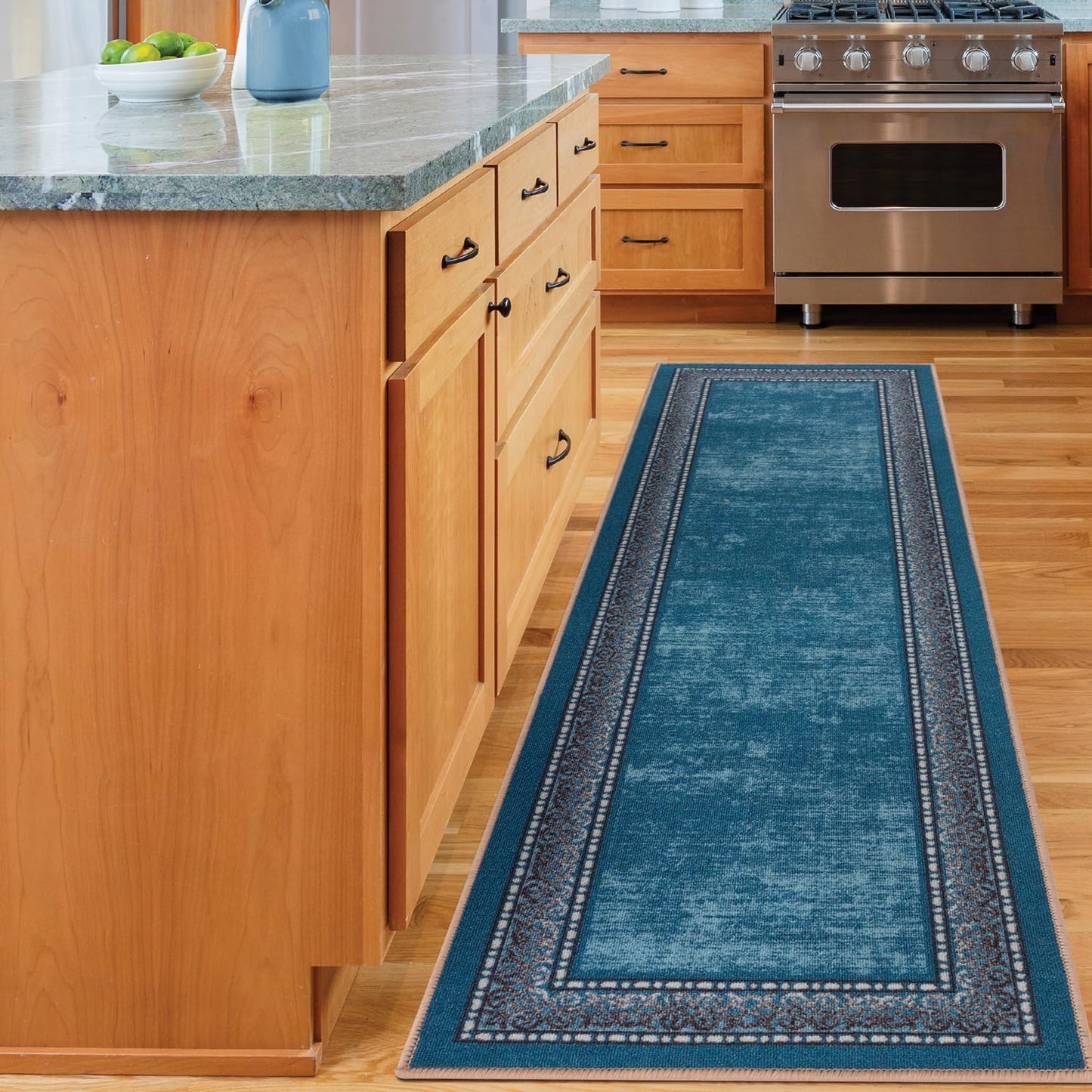 Antep Rugs Alfombras Bordered Modern 5x7 Non-Slip (Non-Skid) Low Pile Rubber Backing Indoor Area Rug (Maroon Red, 5' x 7')