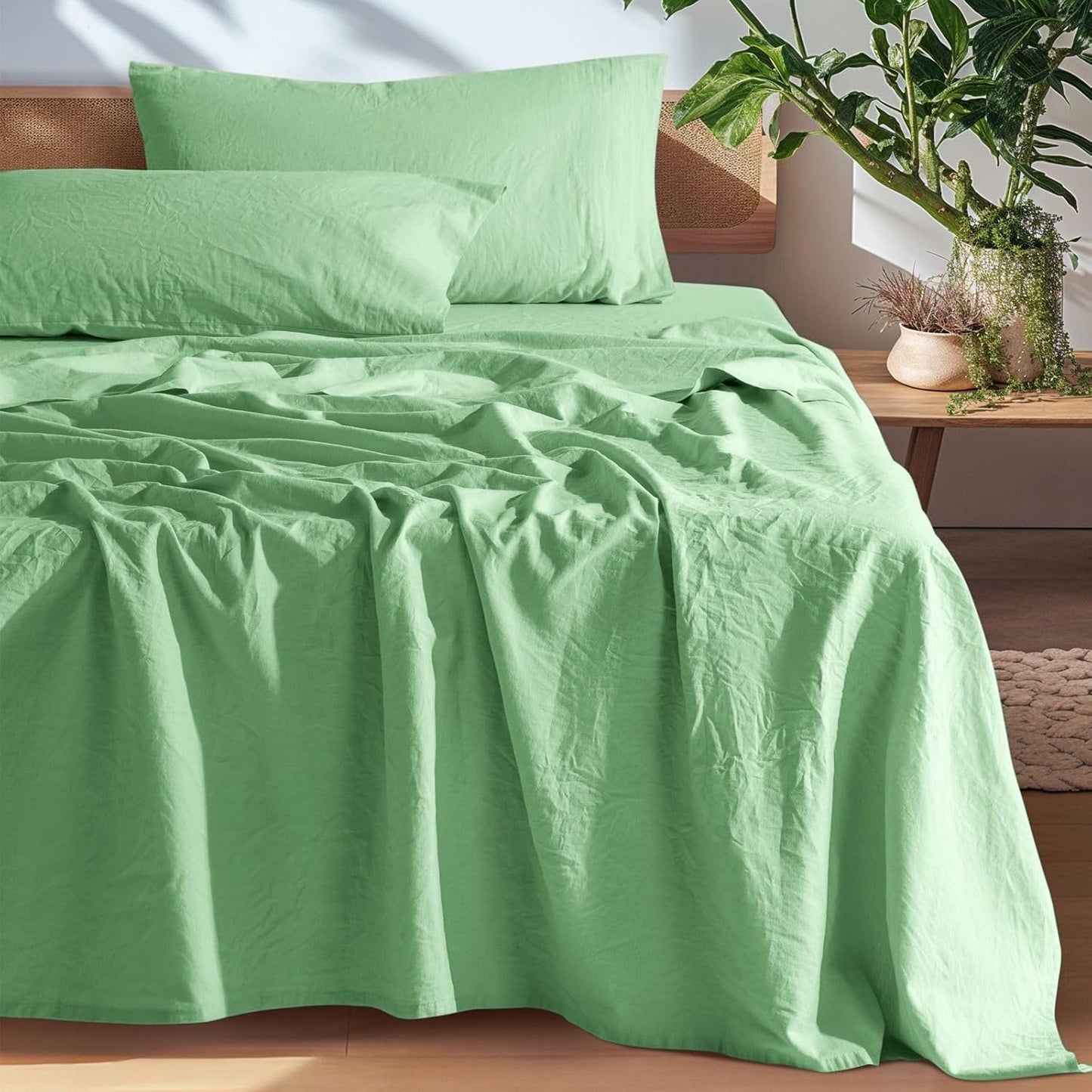 SONORO KATE 100% French Pure Linen Sheets, Breathable and Durable Linen King Size Sheets, Anti-Tear Linen Bed Sheets, Machine Washable, 16 Inch Deep Pocket - 4 Piece (Natural Linen, King)