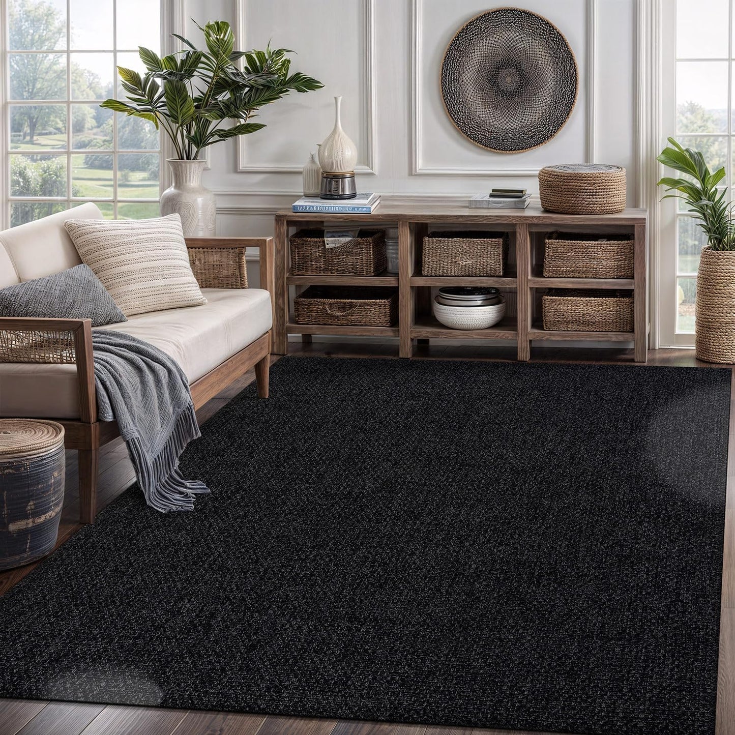 CAMILSON Easy Jute Rug 8x10, Indoor Outdoor Natural Color Fiber Area Rugs for Living Room and Patio Rug Herringbone Seagrass Boho Woven Design Easy-Cleaning Washable Outside Carpet Alfombras 8 x 10