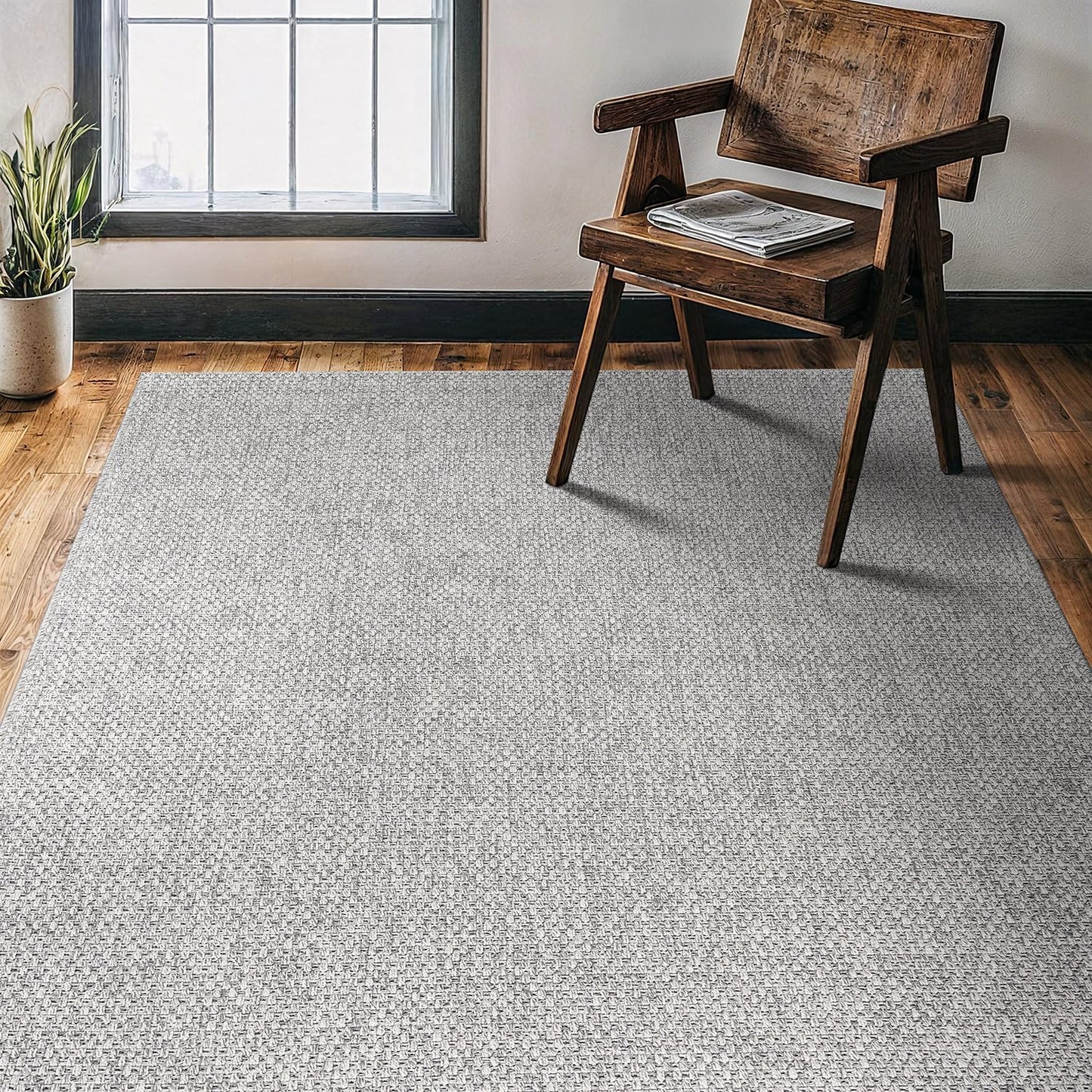 CAMILSON Easy Jute Rug 8x10, Indoor Outdoor Natural Color Fiber Area Rugs for Living Room and Patio Rug Herringbone Seagrass Boho Woven Design Easy-Cleaning Washable Outside Carpet Alfombras 8 x 10