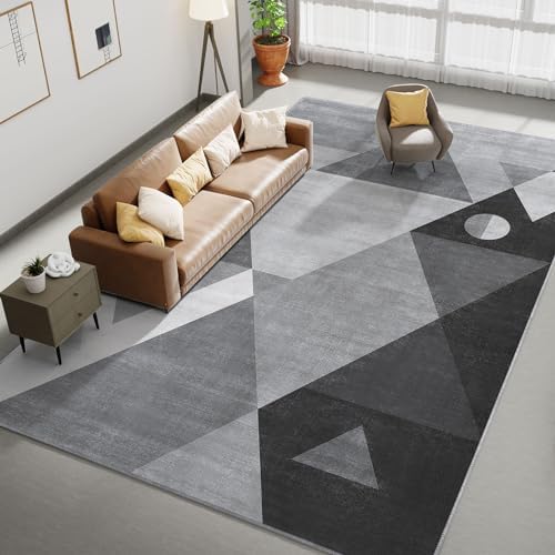 HOMFINE Washable Modern Area Rug - Geometry Style 4x6 Rugs for Living Room, Bedroom, Machine Washable Rug Soft Non Slip Non Shedding Area Rug - Green, 4'x6'