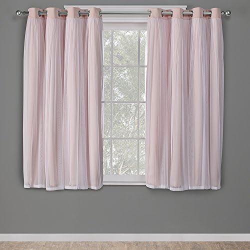 TOWN & COUNTRY LUXE Talia Double Layer Indoor Curtains, Sheer and Room Darkening Blackout, Grommet Top, Energy Efficient, 2-Pack Set, 52"x96", Winter White
