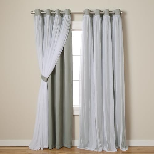 TOWN & COUNTRY LUXE Talia Double Layer Indoor Curtains, Sheer and Room Darkening Blackout, Grommet Top, Energy Efficient, 2-Pack Set, 52"x96", Winter White