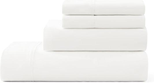 UGG King Sheet Set 4-Piece Luxury Cooling Sheets Deep Pockets Premium Bedding with 2 Pillow Shams Hypoallergenic Machine Washable Soft Lightweight Bed Set for Bedroom, King, White (Hedi)
