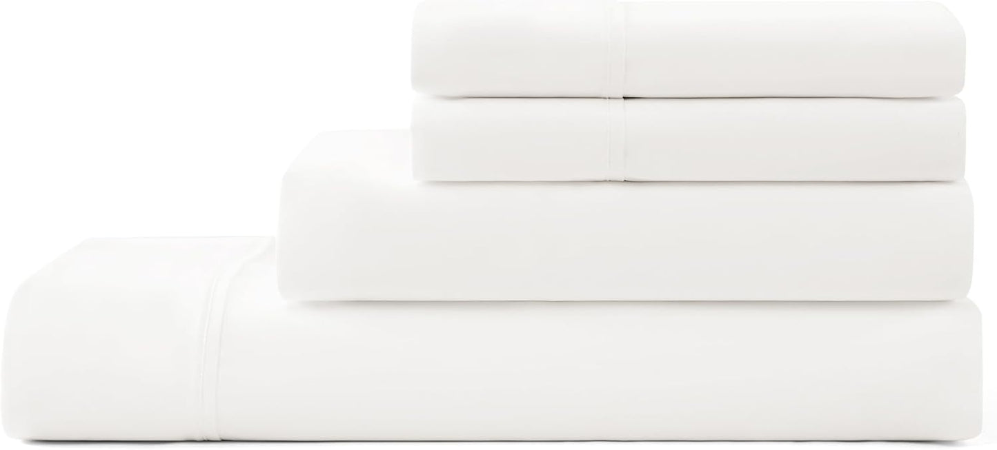 UGG King Sheet Set 4-Piece Luxury Cooling Sheets Deep Pockets Premium Bedding with 2 Pillow Shams Hypoallergenic Machine Washable Soft Lightweight Bed Set for Bedroom, King, White (Hedi)