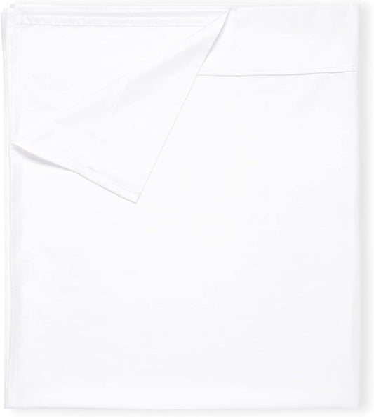 California Design Den Queen Size Flat Bed Sheet Only - Soft 400 Thread Count 100% Cotton Sheet Sateen, Breathable, Durable and Cooling Bed Sheets - Bright White