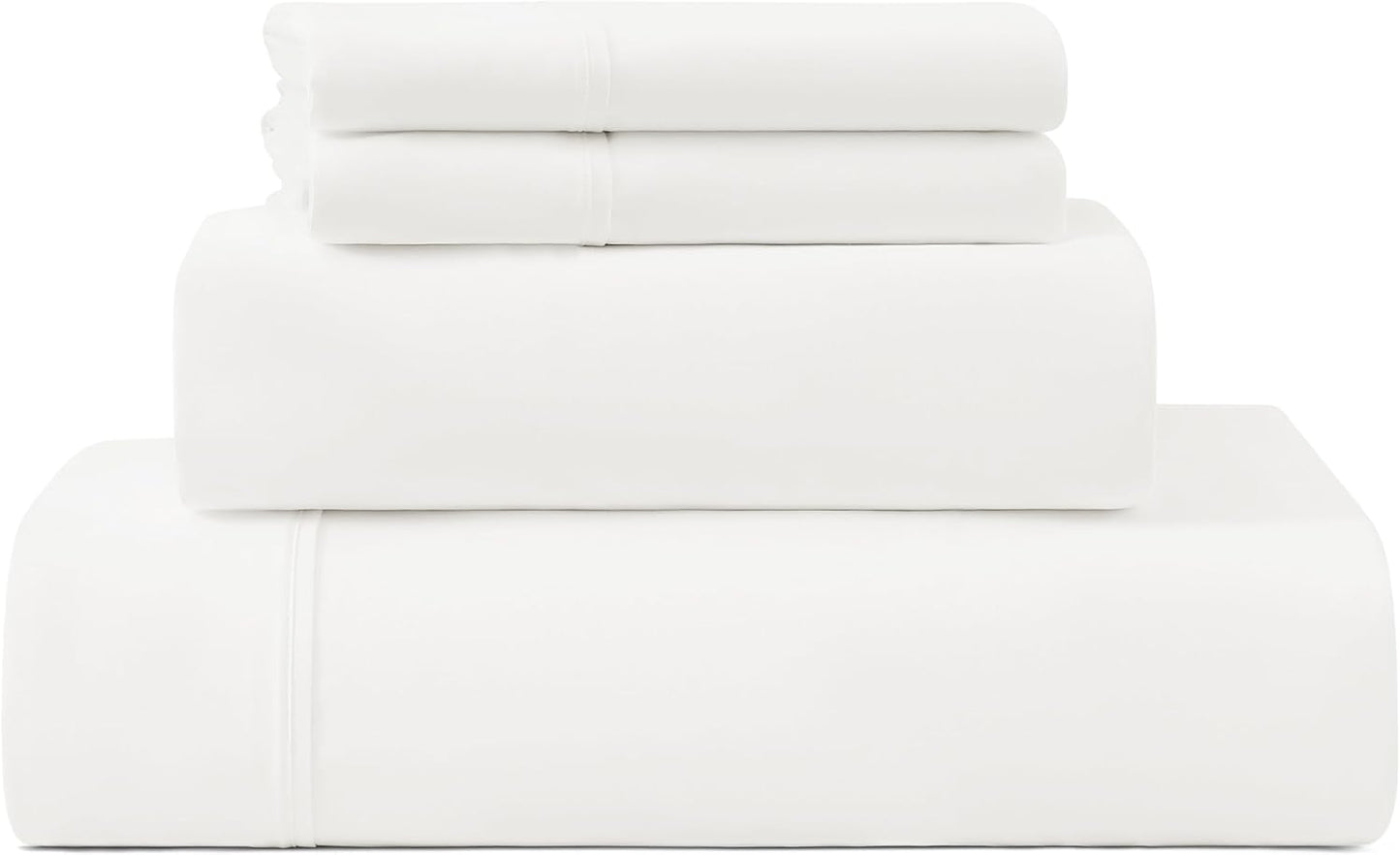 UGG King Sheet Set 4-Piece Luxury Cooling Sheets Deep Pockets Premium Bedding with 2 Pillow Shams Hypoallergenic Machine Washable Soft Lightweight Bed Set for Bedroom, King, White (Hedi)