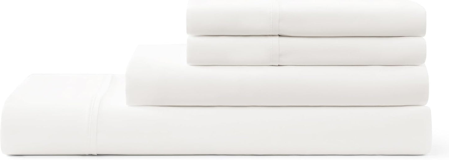 UGG King Sheet Set 4-Piece Luxury Cooling Sheets Deep Pockets Premium Bedding with 2 Pillow Shams Hypoallergenic Machine Washable Soft Lightweight Bed Set for Bedroom, King, White (Hedi)