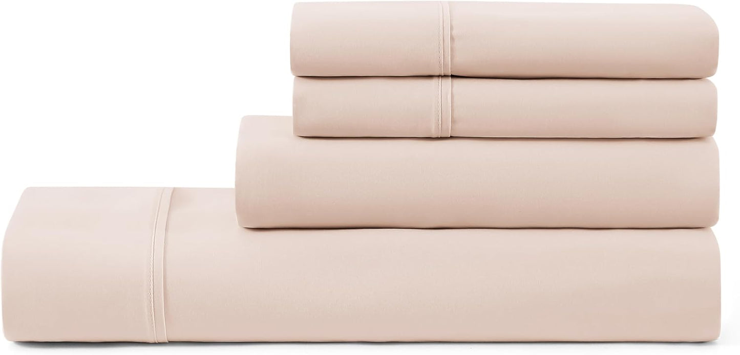 UGG King Sheet Set 4-Piece Luxury Cooling Sheets Deep Pockets Premium Bedding with 2 Pillow Shams Hypoallergenic Machine Washable Soft Lightweight Bed Set for Bedroom, King, White (Hedi)