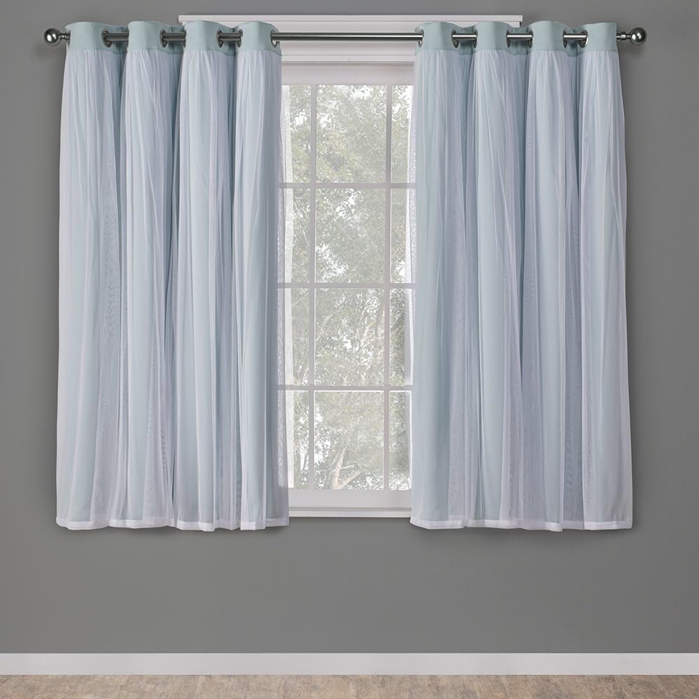 TOWN & COUNTRY LUXE Talia Double Layer Indoor Curtains, Sheer and Room Darkening Blackout, Grommet Top, Energy Efficient, 2-Pack Set, 52"x96", Winter White