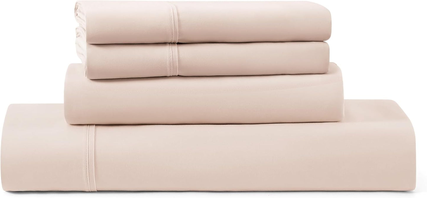UGG King Sheet Set 4-Piece Luxury Cooling Sheets Deep Pockets Premium Bedding with 2 Pillow Shams Hypoallergenic Machine Washable Soft Lightweight Bed Set for Bedroom, King, White (Hedi)