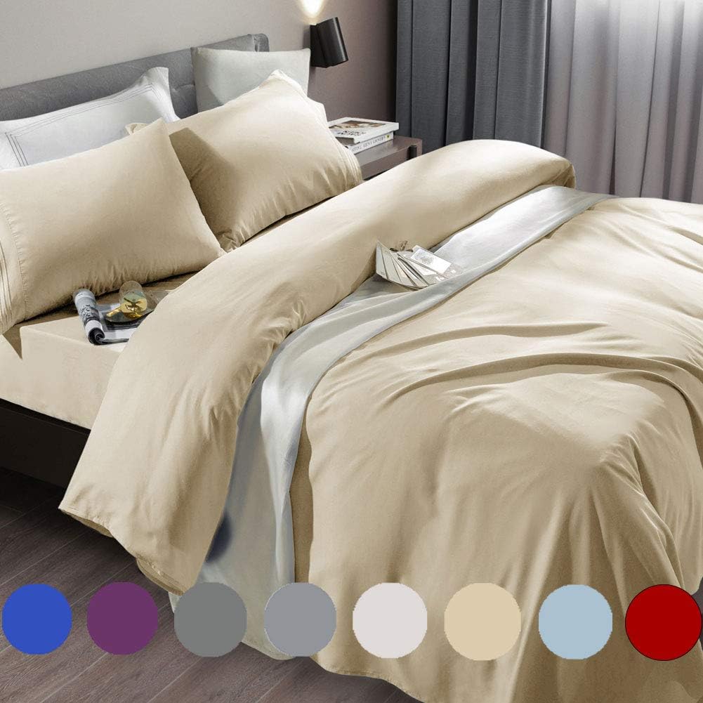 SONORO KATE Bed Sheet Set Super Soft Microfiber 1800 Thread Count Luxury Egyptian Sheets Fit 18-24 Inch Deep Pocket Mattress Wrinkle-6 Piece (Dark Grey, Queen)