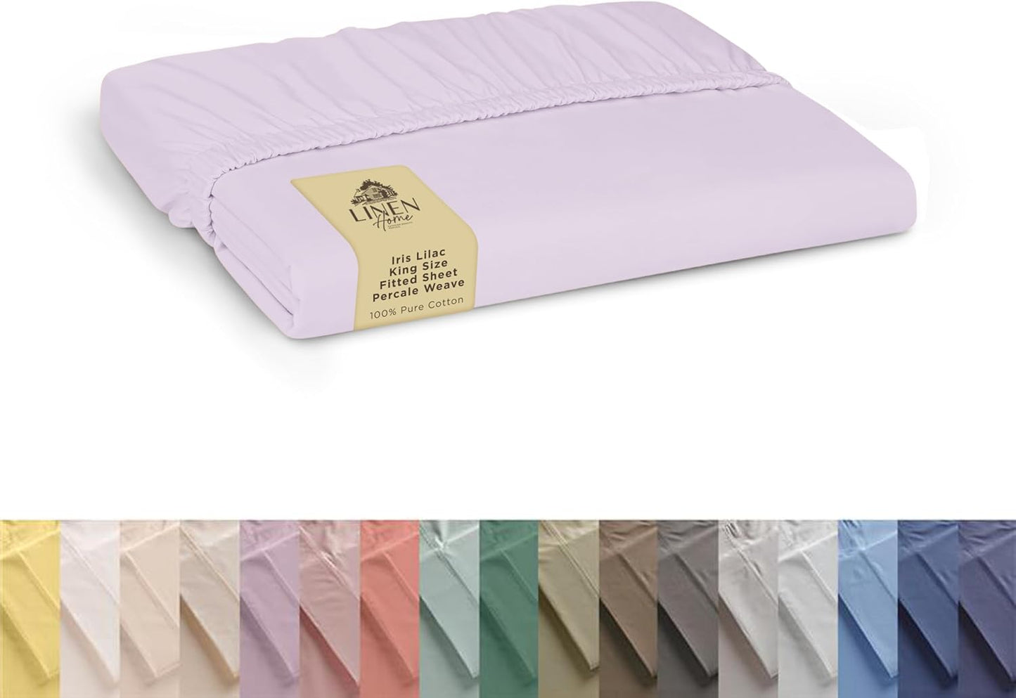 Linen Home 100% Cotton Percale Weave Fitted Sheet, Queen Size, White, 1 Deep Pocket Fitted Sheet, Fits Mattress Upto 16" Crisp and Cool Strong Bed Linen, 60"X80"+15"