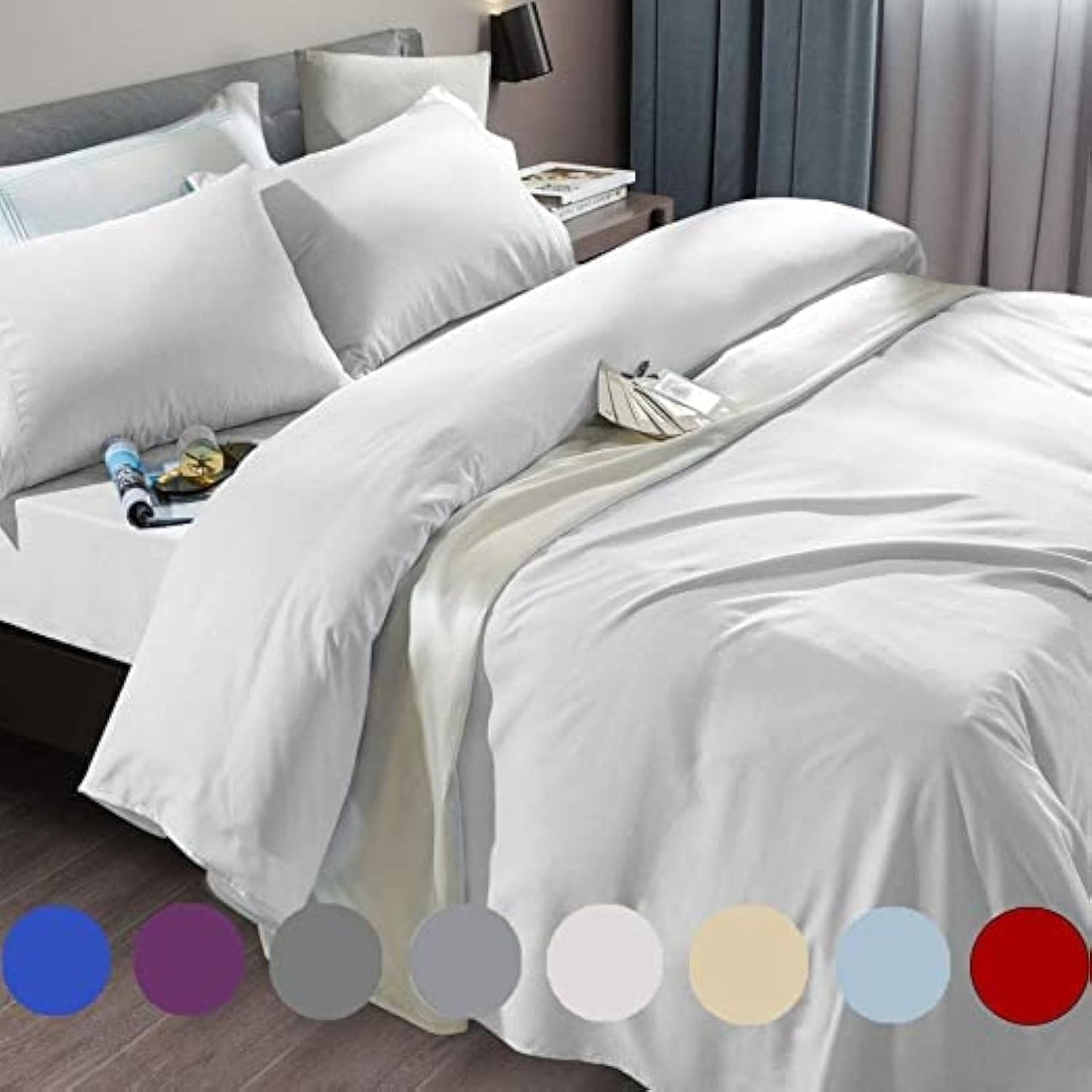 SONORO KATE Bed Sheet Set Super Soft Microfiber 1800 Thread Count Luxury Egyptian Sheets Fit 18-24 Inch Deep Pocket Mattress Wrinkle-6 Piece (Dark Grey, Queen)