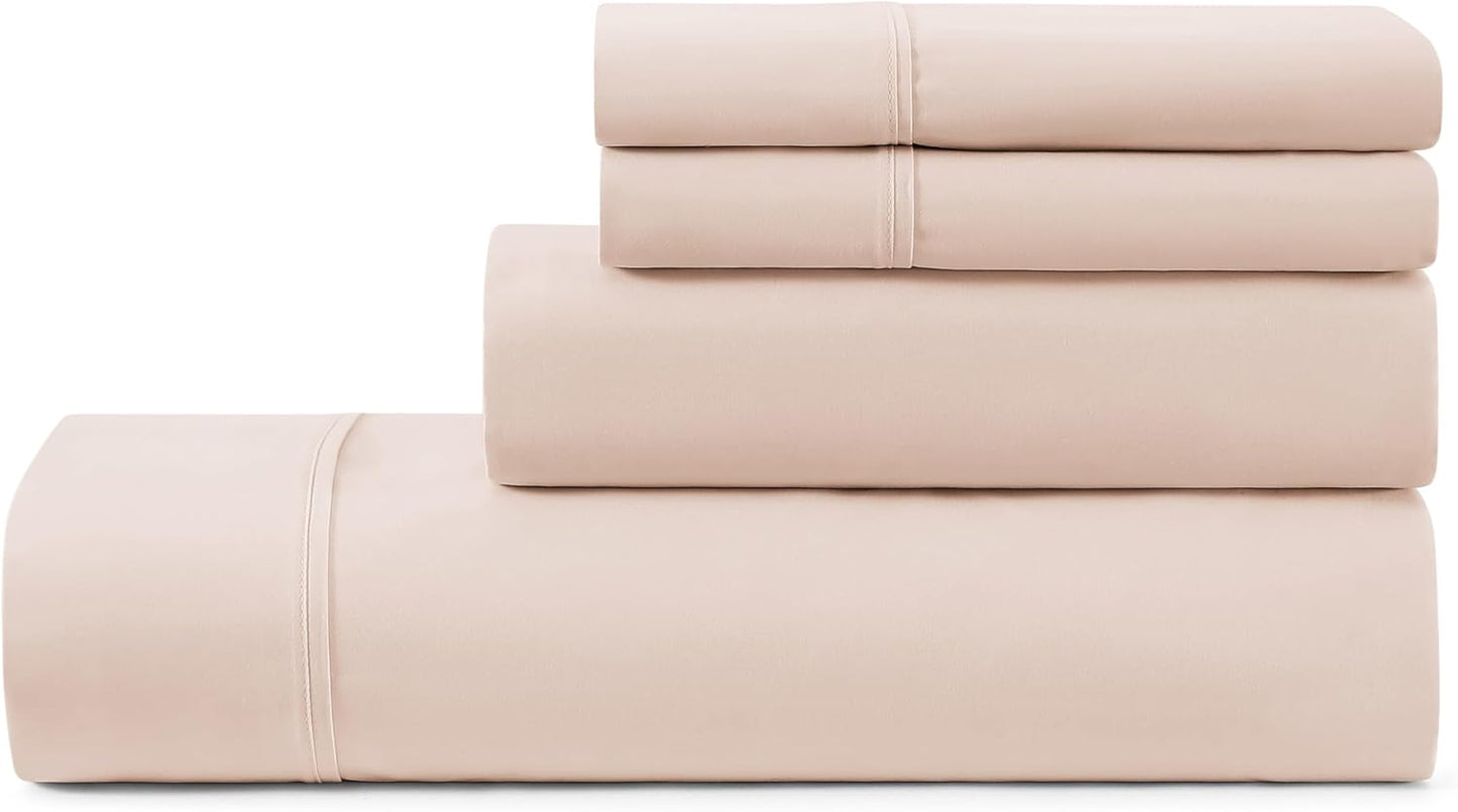 UGG King Sheet Set 4-Piece Luxury Cooling Sheets Deep Pockets Premium Bedding with 2 Pillow Shams Hypoallergenic Machine Washable Soft Lightweight Bed Set for Bedroom, King, White (Hedi)