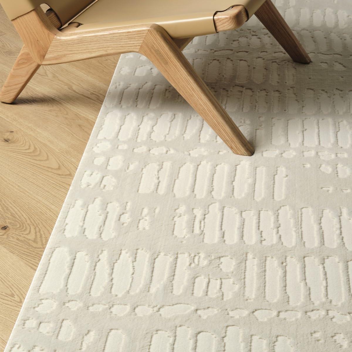 Shell 7'10"x10' Washable Area Rug for Living Room Bedroom - 100% Recycled Oeko-TEX Certified, Medium Pile, Beige, Cream