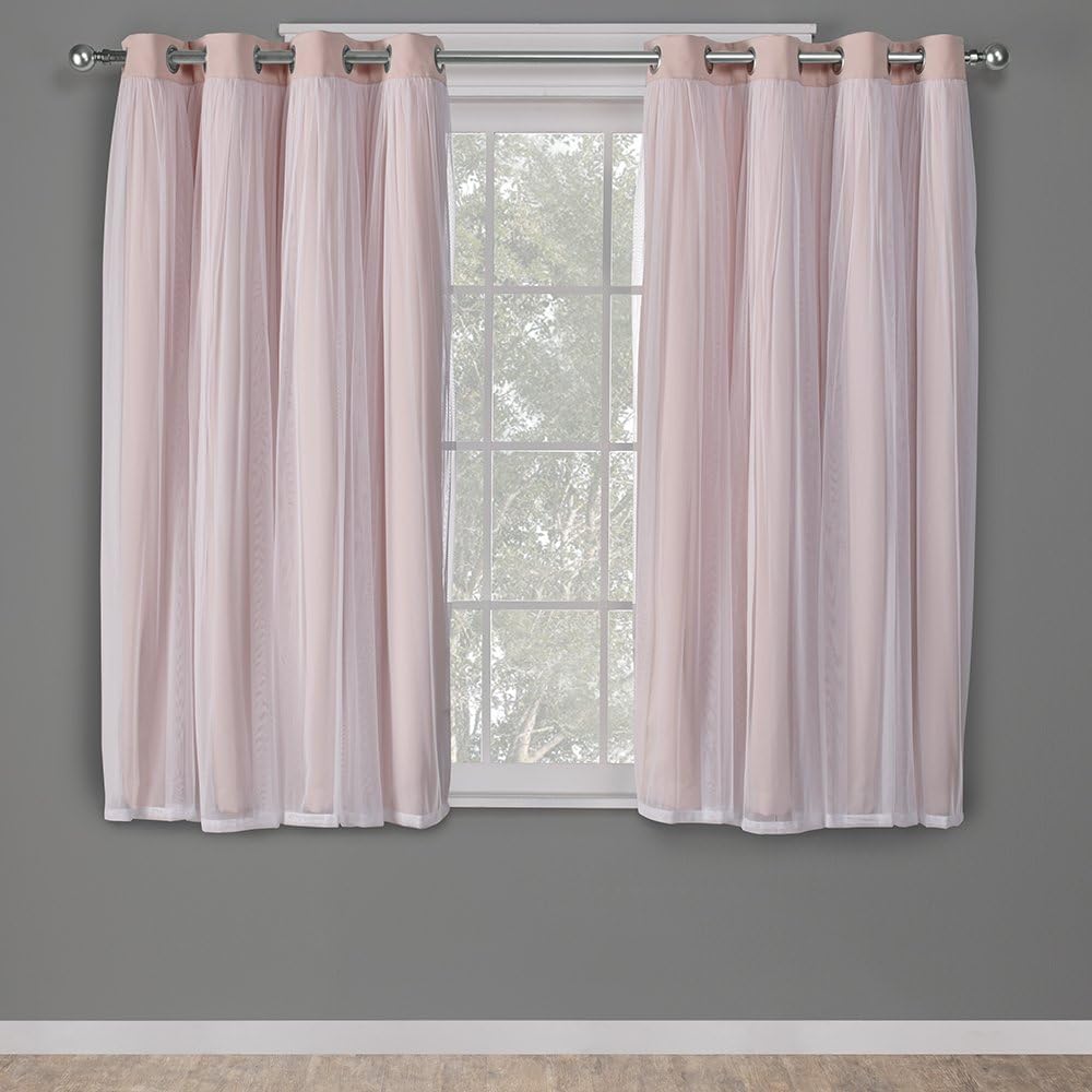 TOWN & COUNTRY LUXE Talia Double Layer Indoor Curtains, Sheer and Room Darkening Blackout, Grommet Top, Energy Efficient, 2-Pack Set, 52"x96", Winter White