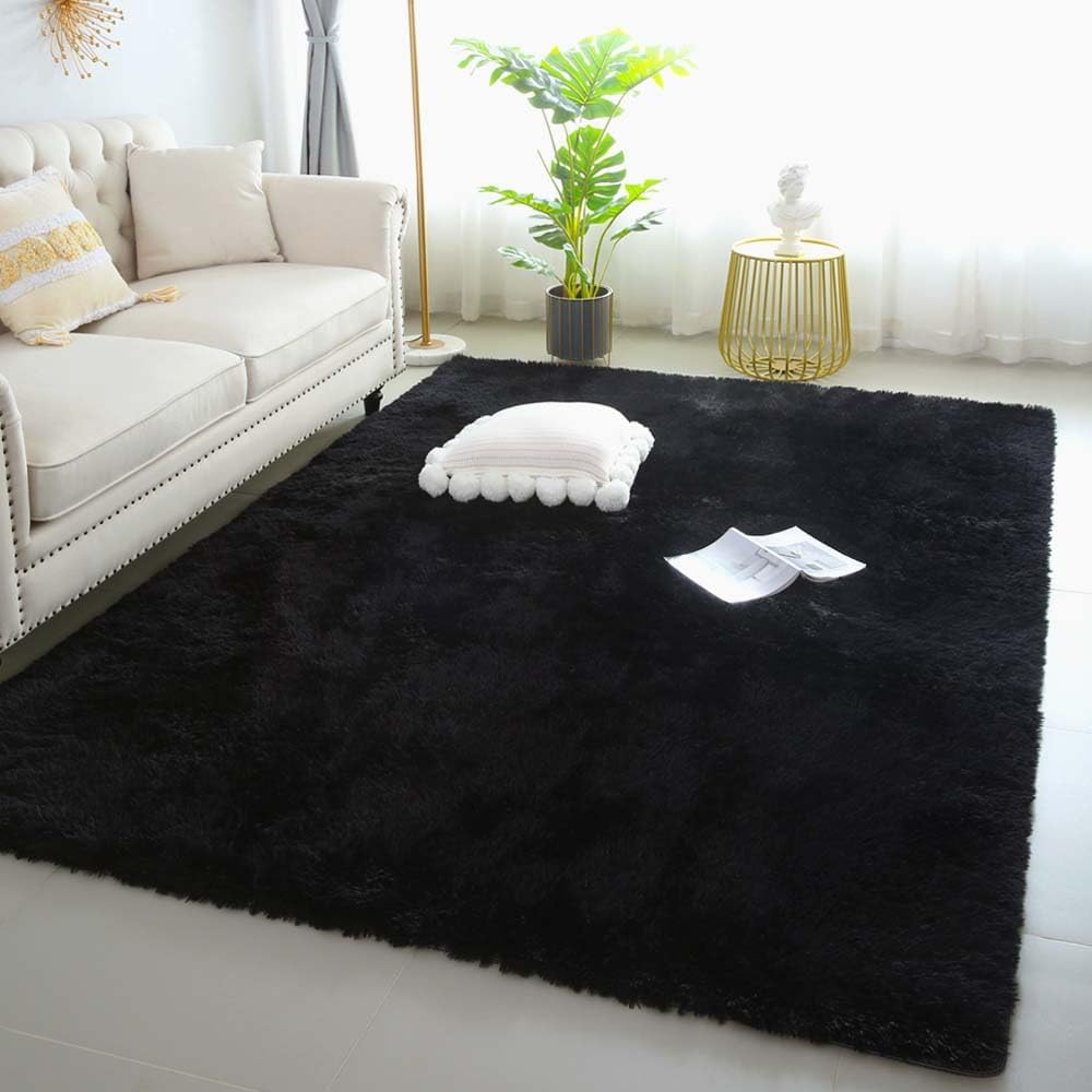 4x6 Light Grey Fluffy Shag Area Rug for Bedroom, Ultra Soft Fuzzy Plush Washable Carpet for Living Room, Modern Cozy Non Skid Furry Shaggy Rug for Kids Baby Boys Nursery Dorm,Tie-Dye Gray