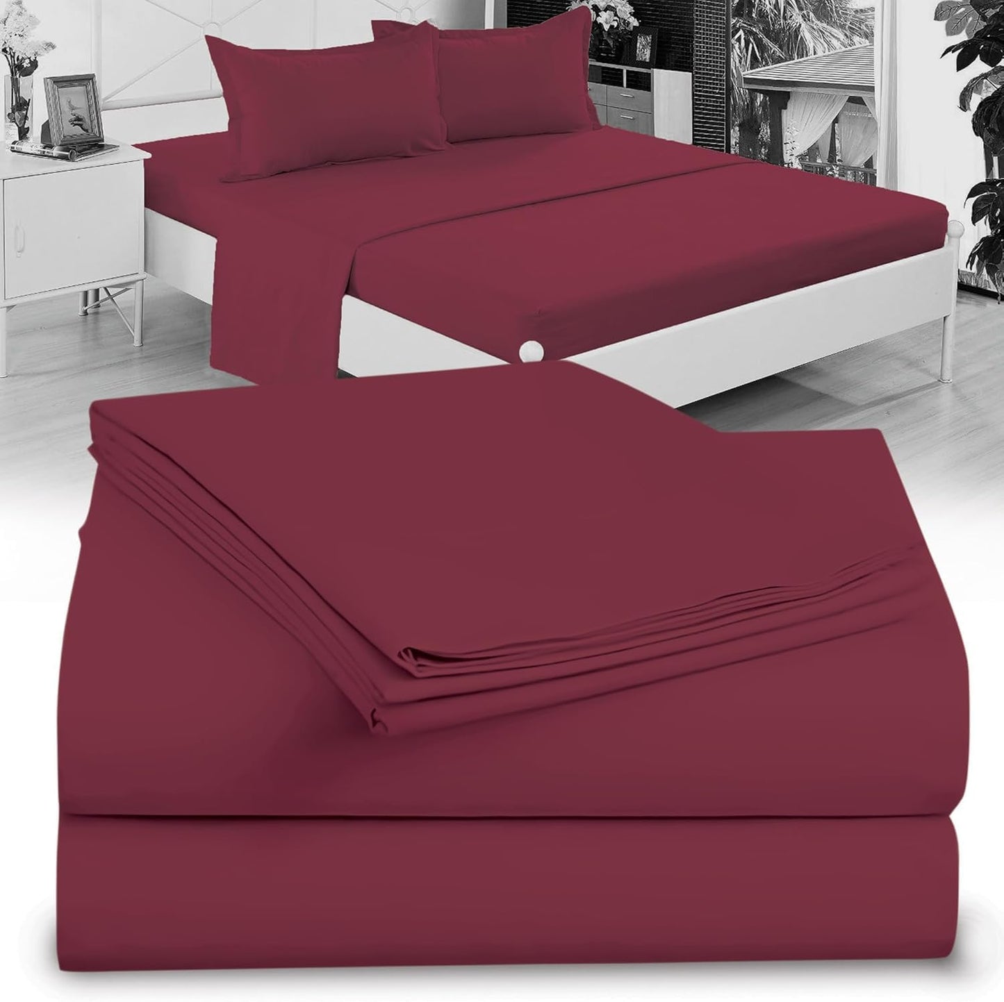 Full XL 100% Microfiber Double Brushed Sheet Set - Extra-Soft, Breathable & Wrinkle-Free - 15" Deep Pockets, 54" x 80" - Ideal for Extra Long Full Beds - 4PC Set (Full XL, White)