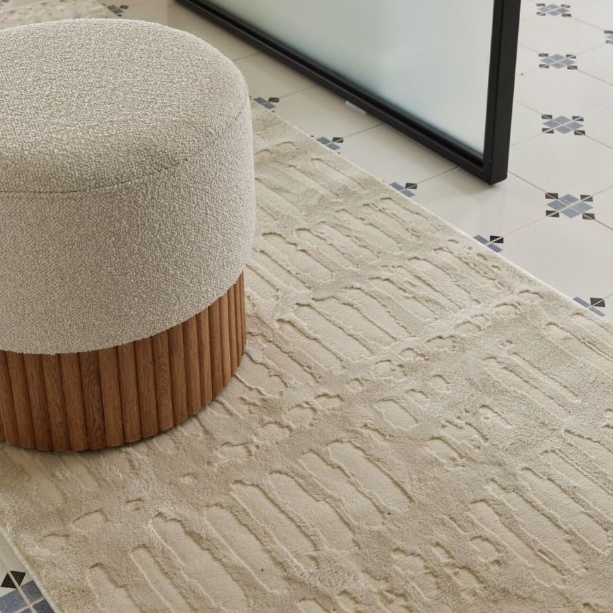 Shell 7'10"x10' Washable Area Rug for Living Room Bedroom - 100% Recycled Oeko-TEX Certified, Medium Pile, Beige, Cream