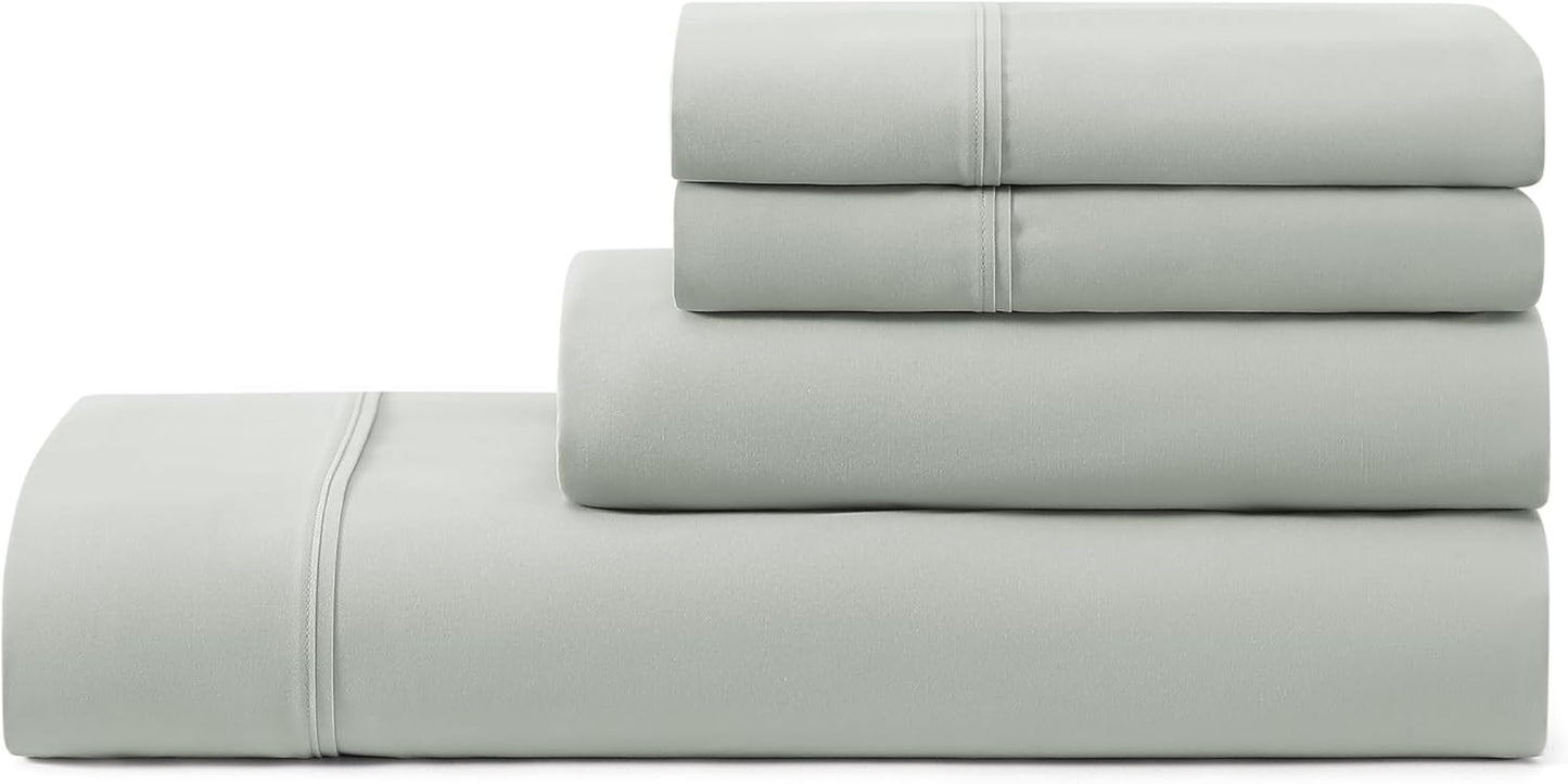 UGG King Sheet Set 4-Piece Luxury Cooling Sheets Deep Pockets Premium Bedding with 2 Pillow Shams Hypoallergenic Machine Washable Soft Lightweight Bed Set for Bedroom, King, White (Hedi)