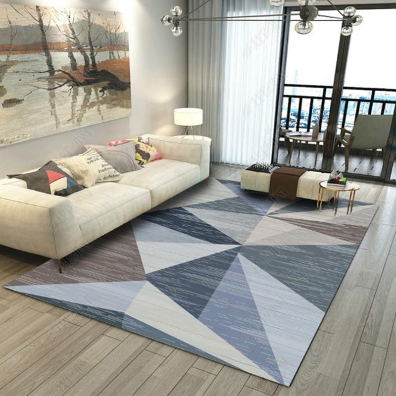 HOMFINE Washable Modern Area Rug - Geometry Style 4x6 Rugs for Living Room, Bedroom, Machine Washable Rug Soft Non Slip Non Shedding Area Rug - Green, 4'x6'