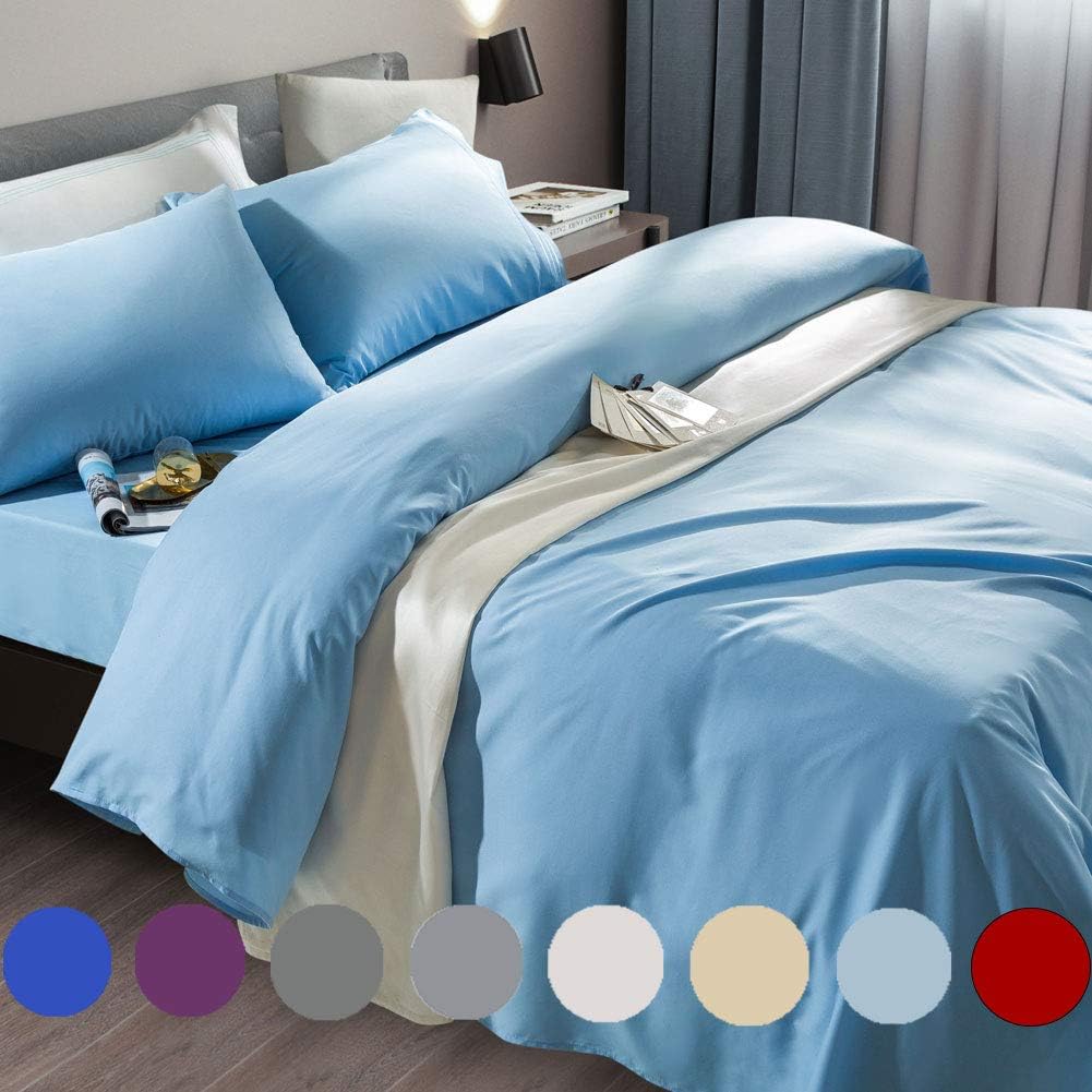 SONORO KATE Bed Sheet Set Super Soft Microfiber 1800 Thread Count Luxury Egyptian Sheets Fit 18-24 Inch Deep Pocket Mattress Wrinkle-6 Piece (Dark Grey, Queen)