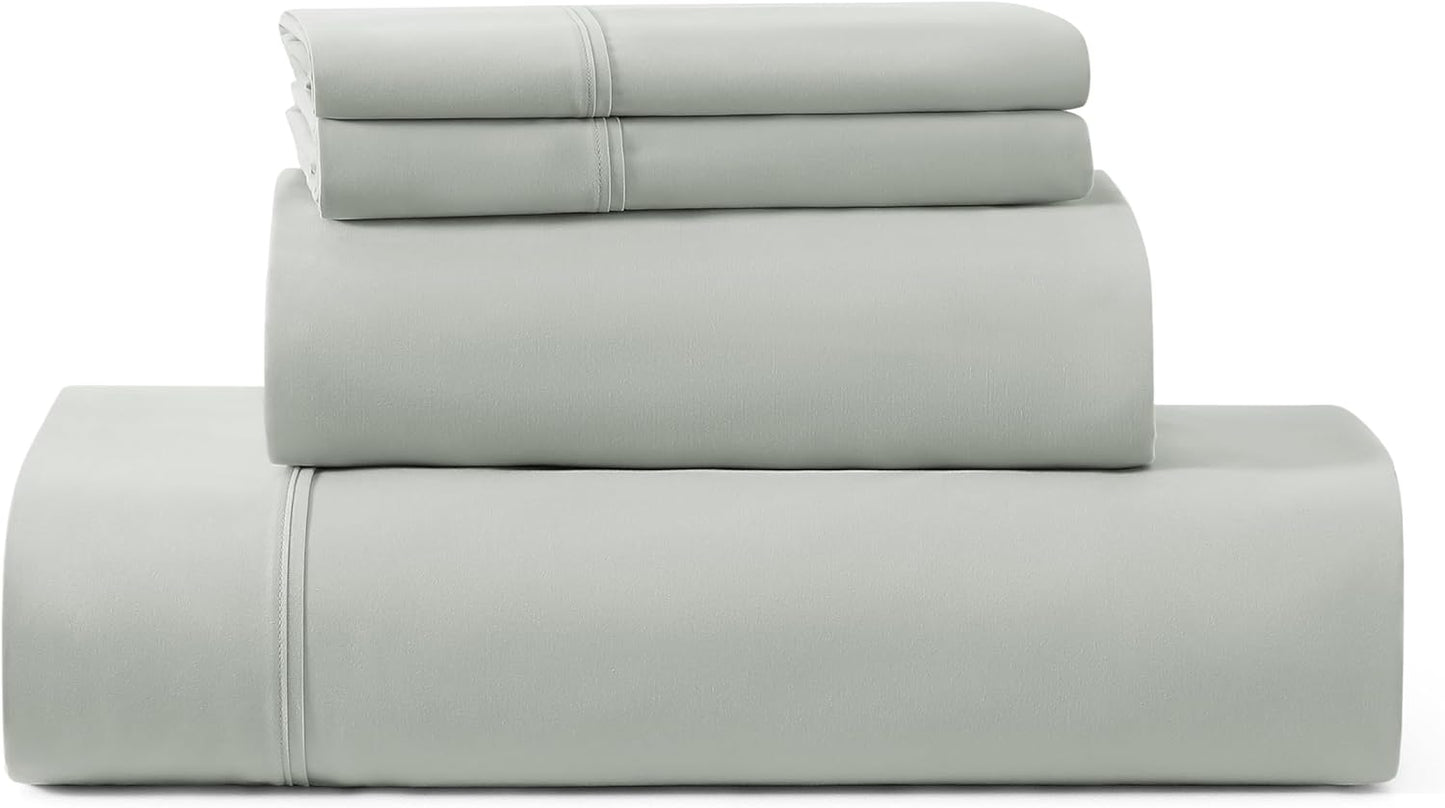 UGG King Sheet Set 4-Piece Luxury Cooling Sheets Deep Pockets Premium Bedding with 2 Pillow Shams Hypoallergenic Machine Washable Soft Lightweight Bed Set for Bedroom, King, White (Hedi)