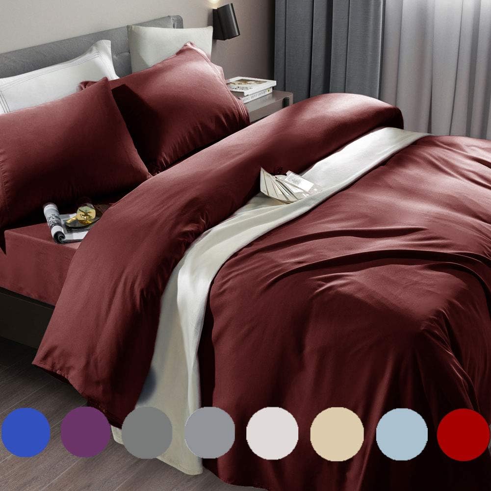 SONORO KATE Bed Sheet Set Super Soft Microfiber 1800 Thread Count Luxury Egyptian Sheets Fit 18-24 Inch Deep Pocket Mattress Wrinkle-6 Piece (Dark Grey, Queen)