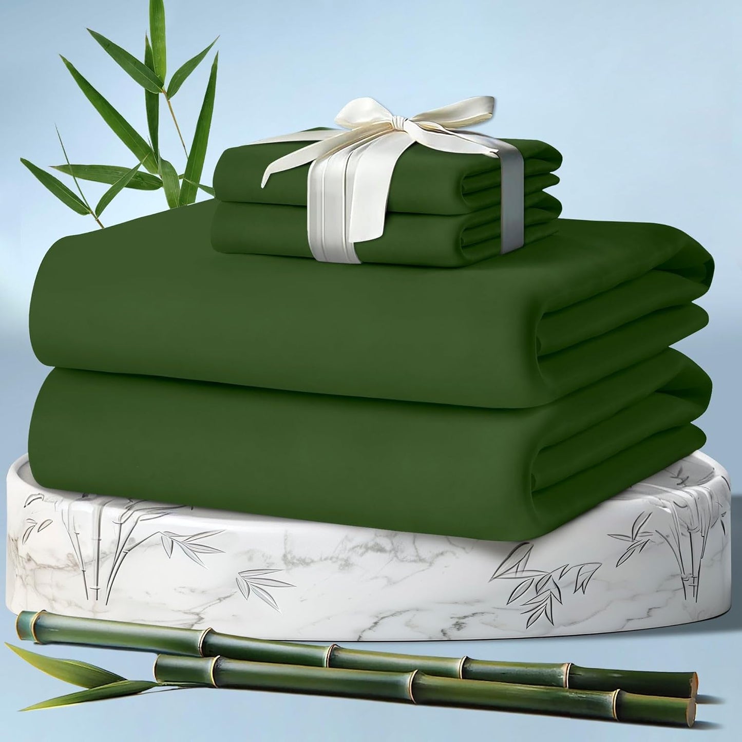 DECOLURE 100% Viscose Derived from Bamboo Sheets King Size 4pcs - Ultra Soft & Luxuriously Cooling, 17" Deep Pocket, Double Stitching, Perfect for Hot Sleepers - King Bed Sheets (White)