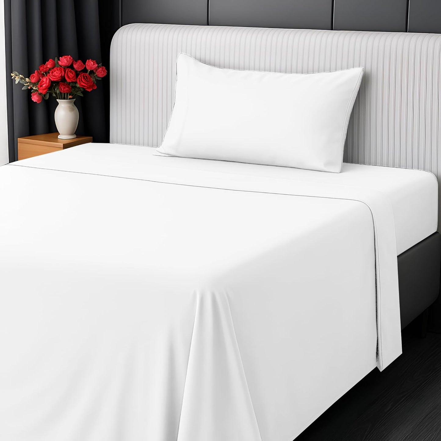 Utopia Bedding Queen Sheet Set - Jersey Knit Sheets 4 Piece – Cotton – Soft T-Shirt Stretchy Sheets (Heather Light Grey)