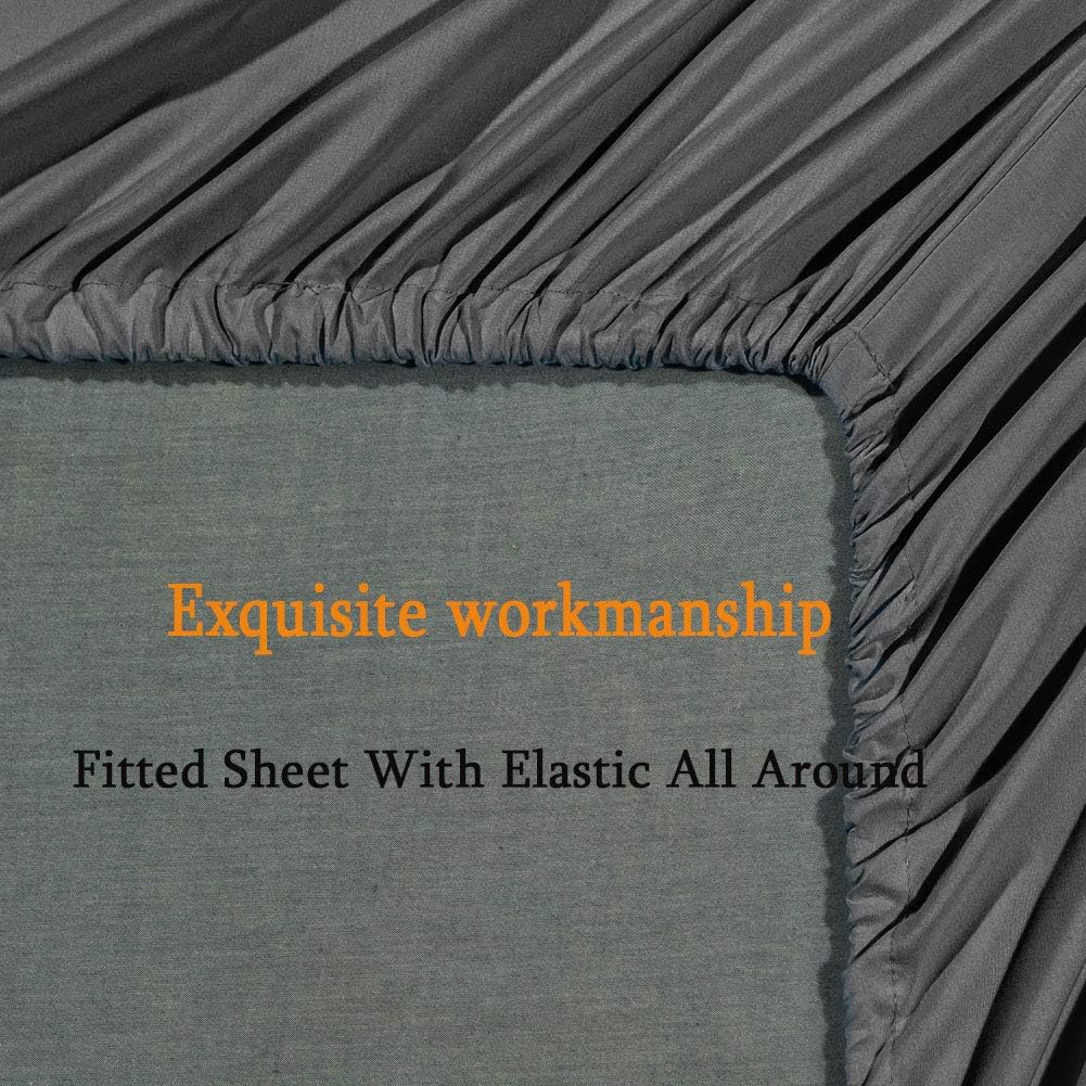 SONORO KATE Bed Sheet Set Super Soft Microfiber 1800 Thread Count Luxury Egyptian Sheets Fit 18-24 Inch Deep Pocket Mattress Wrinkle-6 Piece (Dark Grey, Queen)