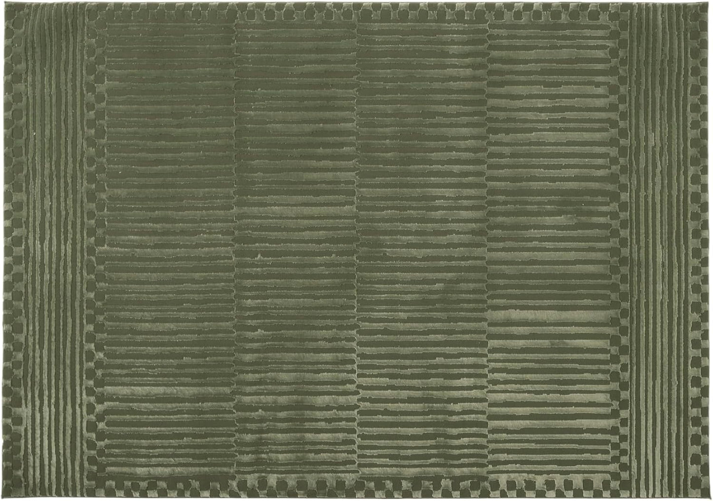 Soloba 6'7"x9' Washable Area Rug for Living Room Bedroom - 100% Recycled Oeko-TEX Certified, Medium Pile, Green